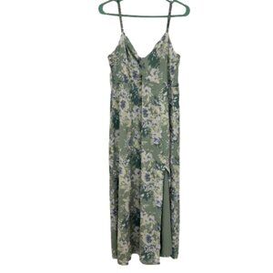 Floral V-Neck Maxi Dress - Green